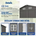 thumbnail image 5 of 10x8 FT Outdoor Storage Shed, Garden Tool Shed with Lockable Door, Air Vent and Window, All-Weather Metal Shelter for Garden Patio Lawn Poolside, Gray, 5 of 8