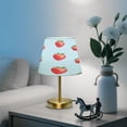 thumbnail image 6 of Modern Minimalist Cone Desk Lamp Antique Bronze Base & Linen Shade Bedside Table Lamp for Bedroom Living Room, Office, Dorm Strawberry Small, 6 of 8