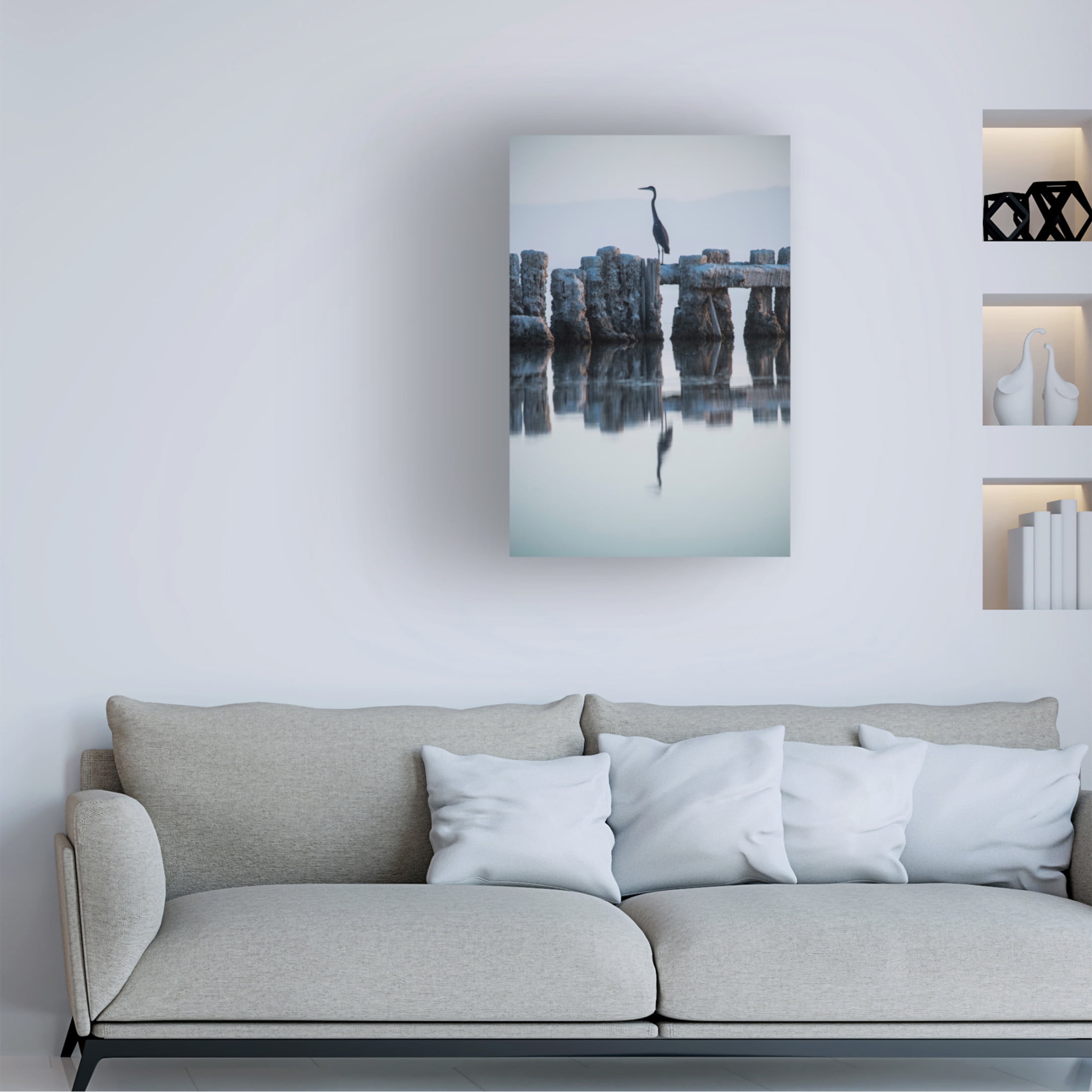 Canvas Wall Art - GS Photo 'Heron Hunting' Wall Art for Living Room, Bedroom, or Office Décor by Trademark Fine Art - 12 x 19 Inches