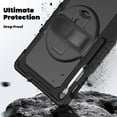 thumbnail image 3 of Case for Samsung Galaxy Tab S10 FE+ Plus 13.1 inch 2025 with Screen Protector, 360 Degree Rotating Kickstand Hand Strap Heavy Duty Shockproof Cover with Shoulder Strap, Black, 3 of 7