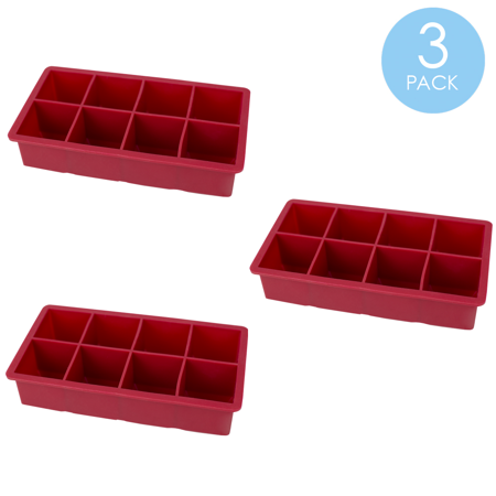 Jumbo Flexible Silicone Ice Cube Tray  Red