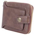 thumbnail image 3 of Cartera para hombre Cartera de tres pliegues Cuero sintético Hebilla con cremallera retro Múltiples ranuras Cartera portátil de gran capacidad para viajes Marrón, 3 of 10