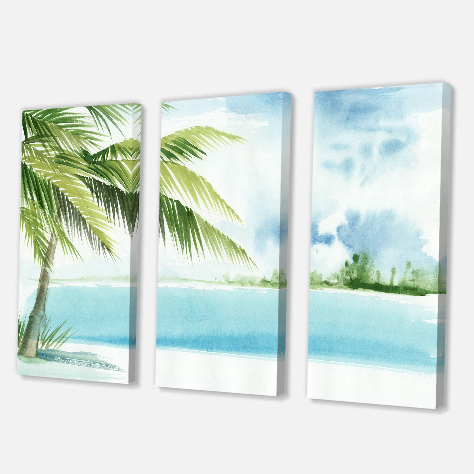 Palm Beach Resort At Sunrise I 28 in x 36 in Painting Canvas Art Print, by Designart