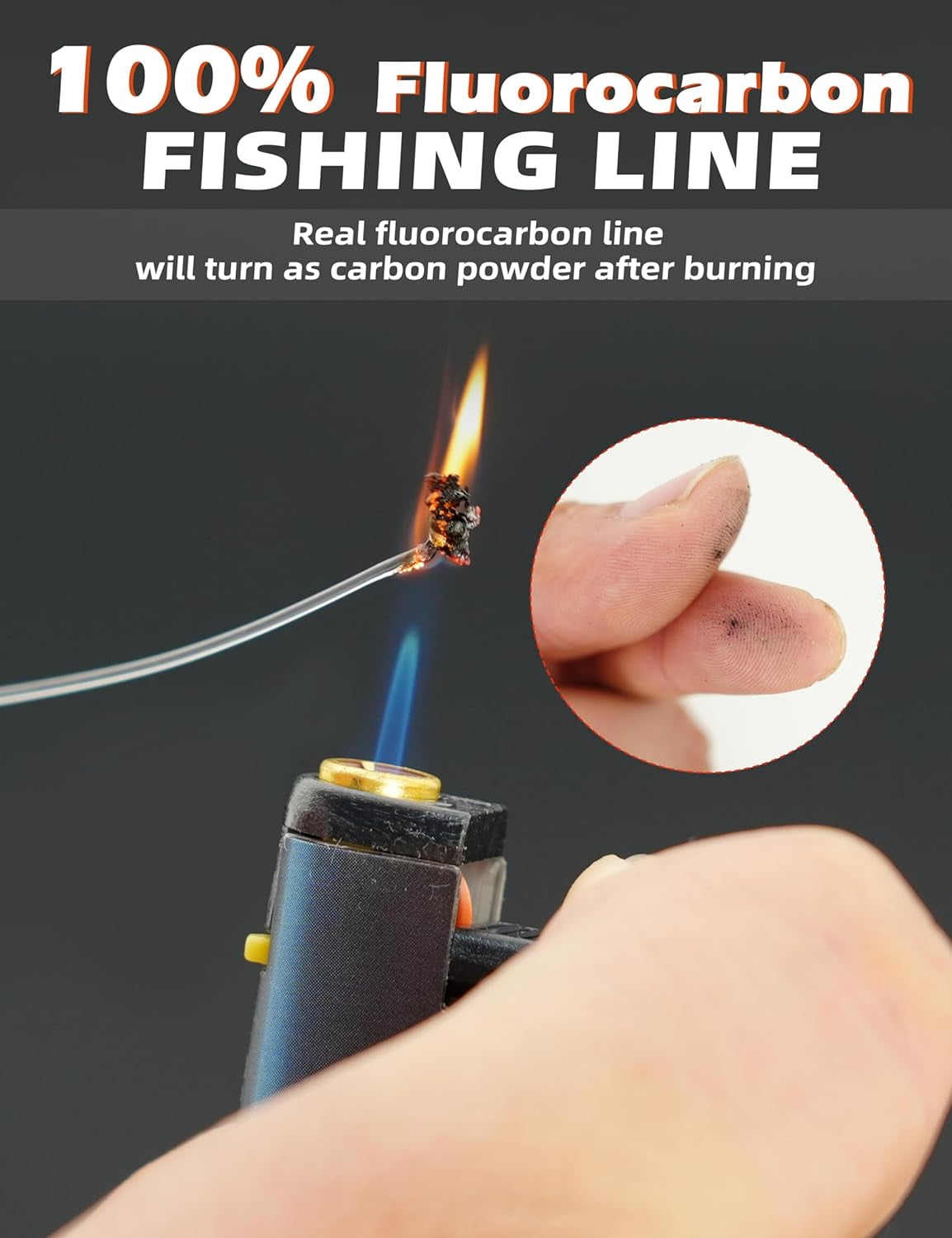 BLUEWING 100% Pure Fluorocarbon Fishing Line 50yd 60lb Fishing Fluorocarbon Leader Line Clear Thin Diameter Fishing String for Freshwater and Saltwater Fishing
