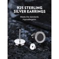 thumbnail image 6 of Bandmax 925 Sterling Silver Stud Earrings for Men Women Natural Black Onxy with CZ Ear Studs for Men Gift for Husband Boyfriend Son, 6 of 8