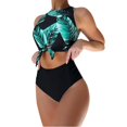 thumbnail image 1 of Gibobby Trajes de Baño para Mujer Estampado de cintura El traje de baño Ropa de playa Traje de baño Push Mujer Bikinis Bikini Hojas Trajes de baño altos (Verde de menta,CH), 1 of 4