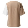 thumbnail image 4 of KaLI_store Blouses for Women Dressy Casual Womens V Neck Puff Short Sleeve Pleated T Shirts Fashion Summer Tops Casual Tunic Blouse Khaki,XXL, 4 of 5
