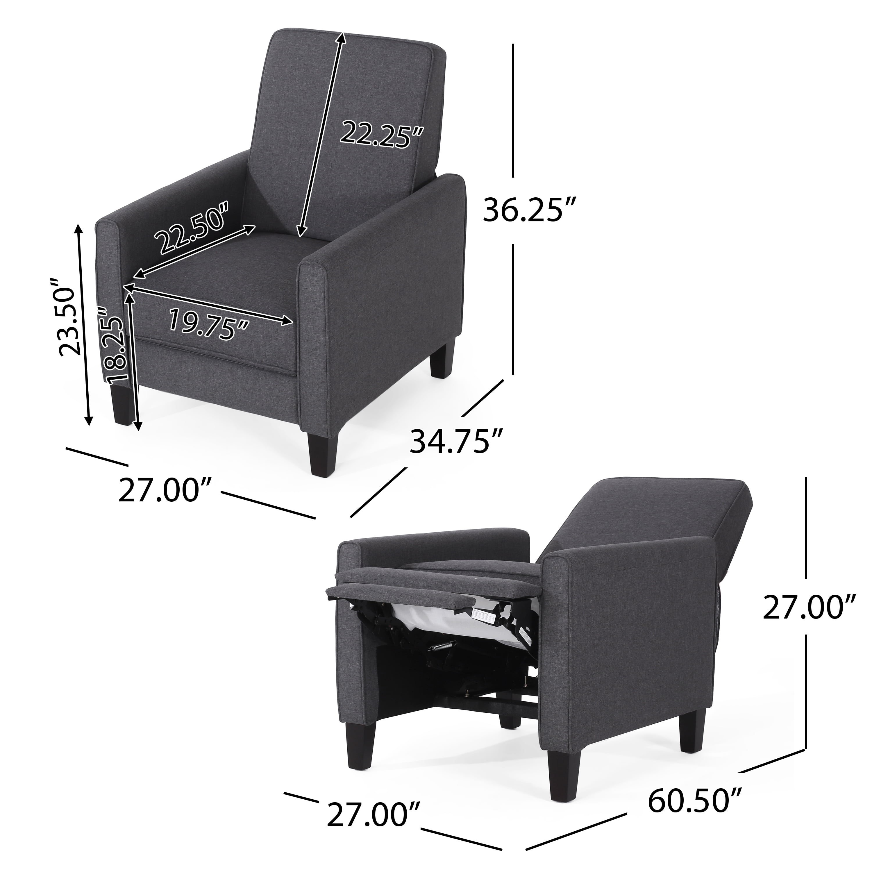 Euroco Smoke Fabric Push Back Chair for Elegant Home Décor