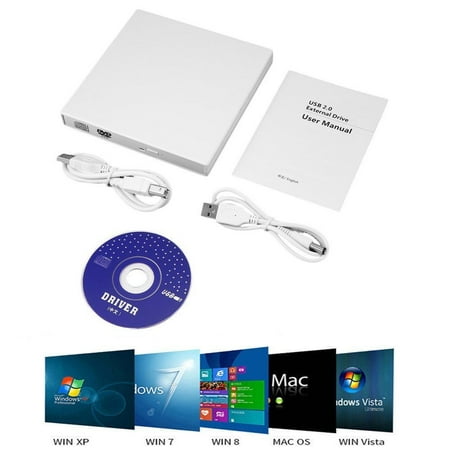 Cd Rom Cleaner - External CD Drive, USB 2.0 Portable CD/DVD +/-RW Drive Slim DVD/CD ROM Rewriter Burner Superdrive High Speed Data Transfer for Laptop Desktop PC Windows