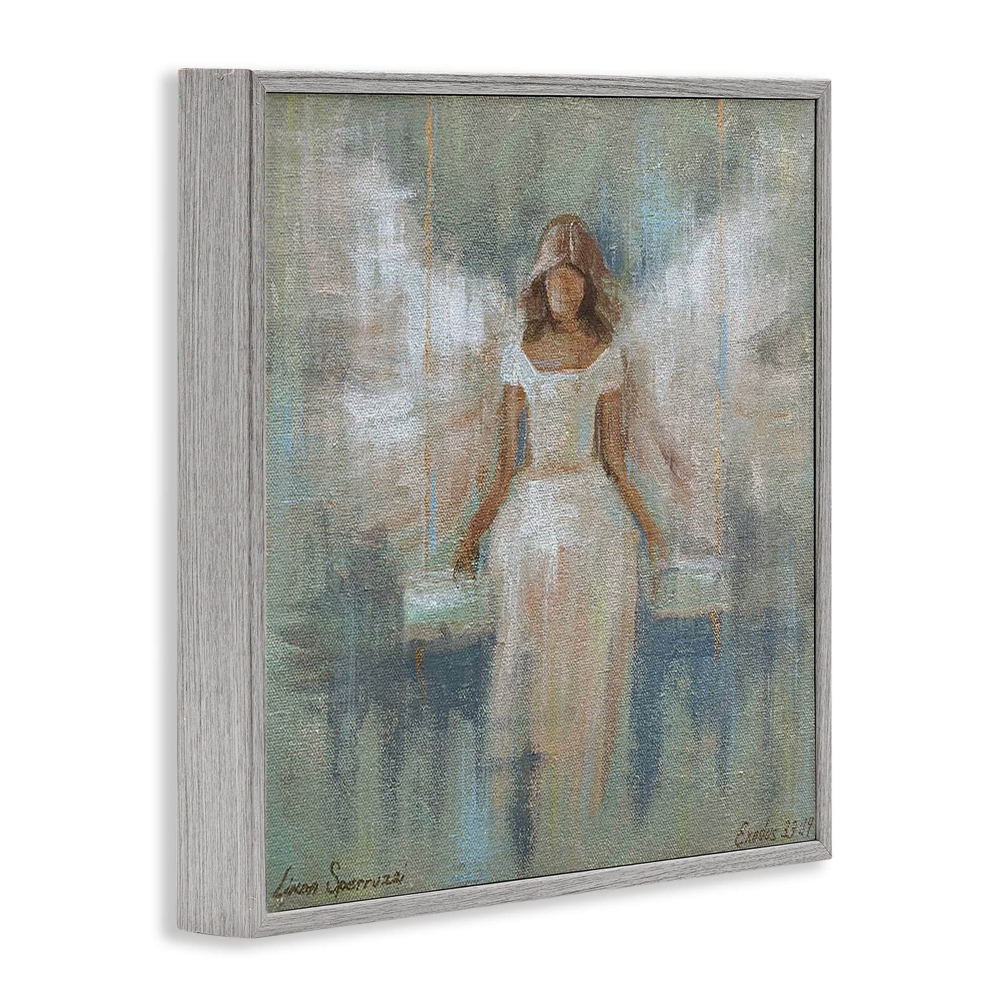 Stupell Industries Dreamlike Restful Angel Gray Framed Giclee Art, design by Linda Sperruzzi