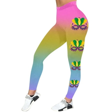 PMUYBHF Leggings de Carnaval Colorés à Imprimé Plumes Décontractés Serrés 7622 TG