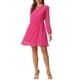thumbnail image 1 of Vestido de fiesta de mujer Inspire Chic con escote en V, mangas largas, falda acampanada, talla XS, color rosa intenso, 1 of 6