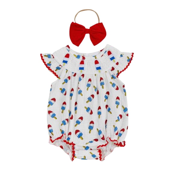 Karoyedx Baby 4th of July Clothing Baby Boy Girl 4th of July Outfit USA Short Sleeve Bubble Romper Jumpsuit Newborn Fourth of July Summer Clothes White Size,0-3 Months