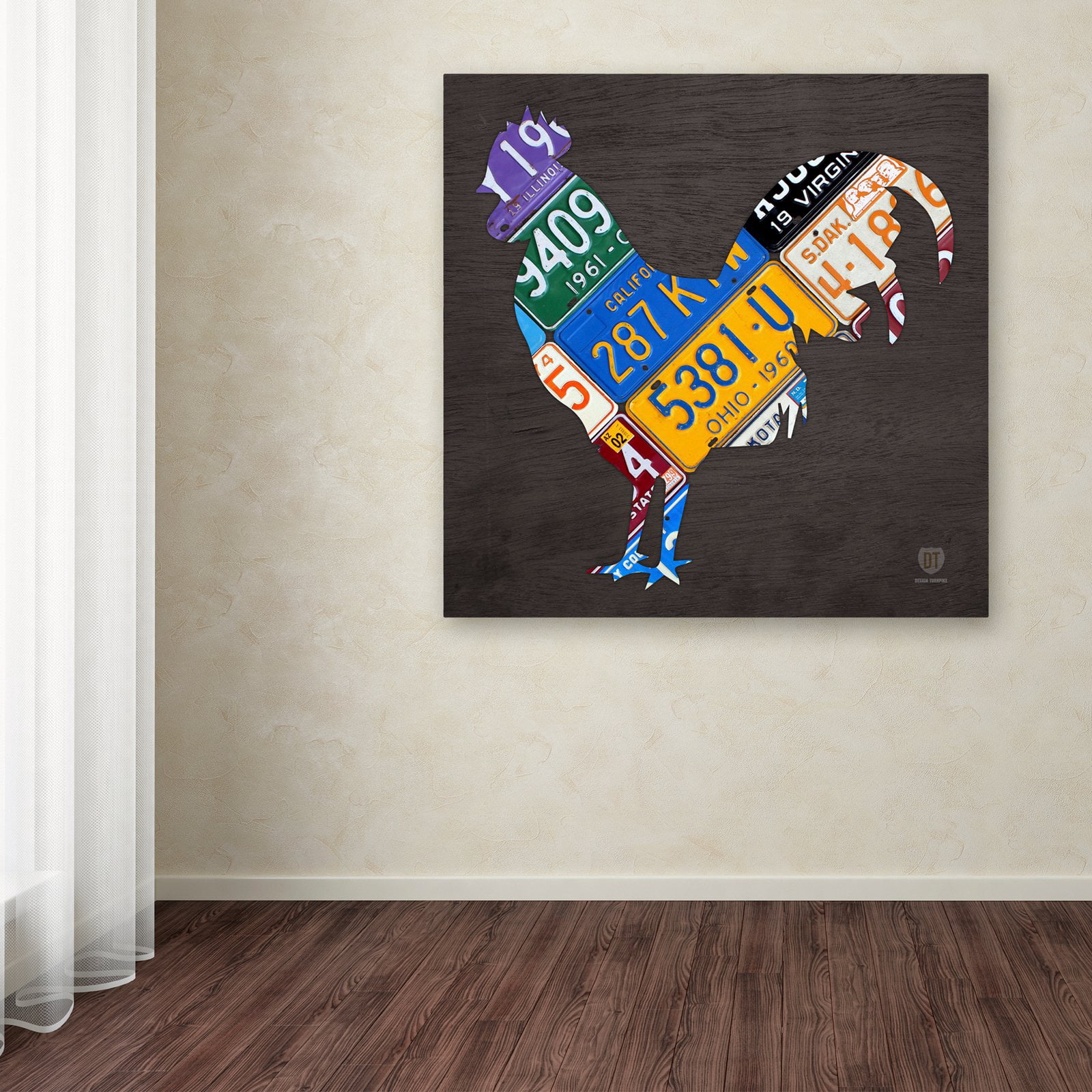 Trademark Fine Art 'Rooster' Canvas Art by Design Turnpike, White Matte, Black Frame