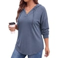 thumbnail image 3 of WellSize Womens Plus Size Hoodies Trendy Drawstring Sweatshirts for Women Casual V Neck Tops Fall Lightweight Pullover, 3 of 8