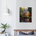 thumbnail image 3 of JEUXUS - 3 Panels Canvas Wall Art Thomas Kinkade Garden Landscape Oil Painting for Home Decor Stretched and Framed Ready to Hang -  Wall Decor, 3 of 4