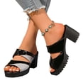 thumbnail image 5 of Women's Block Heel Mules Open Toe Sequin Decor Casual Shoes with Chunky Platform Heel Non Slip Comfortable Sandals for Women Plus Size Available, 5 of 6