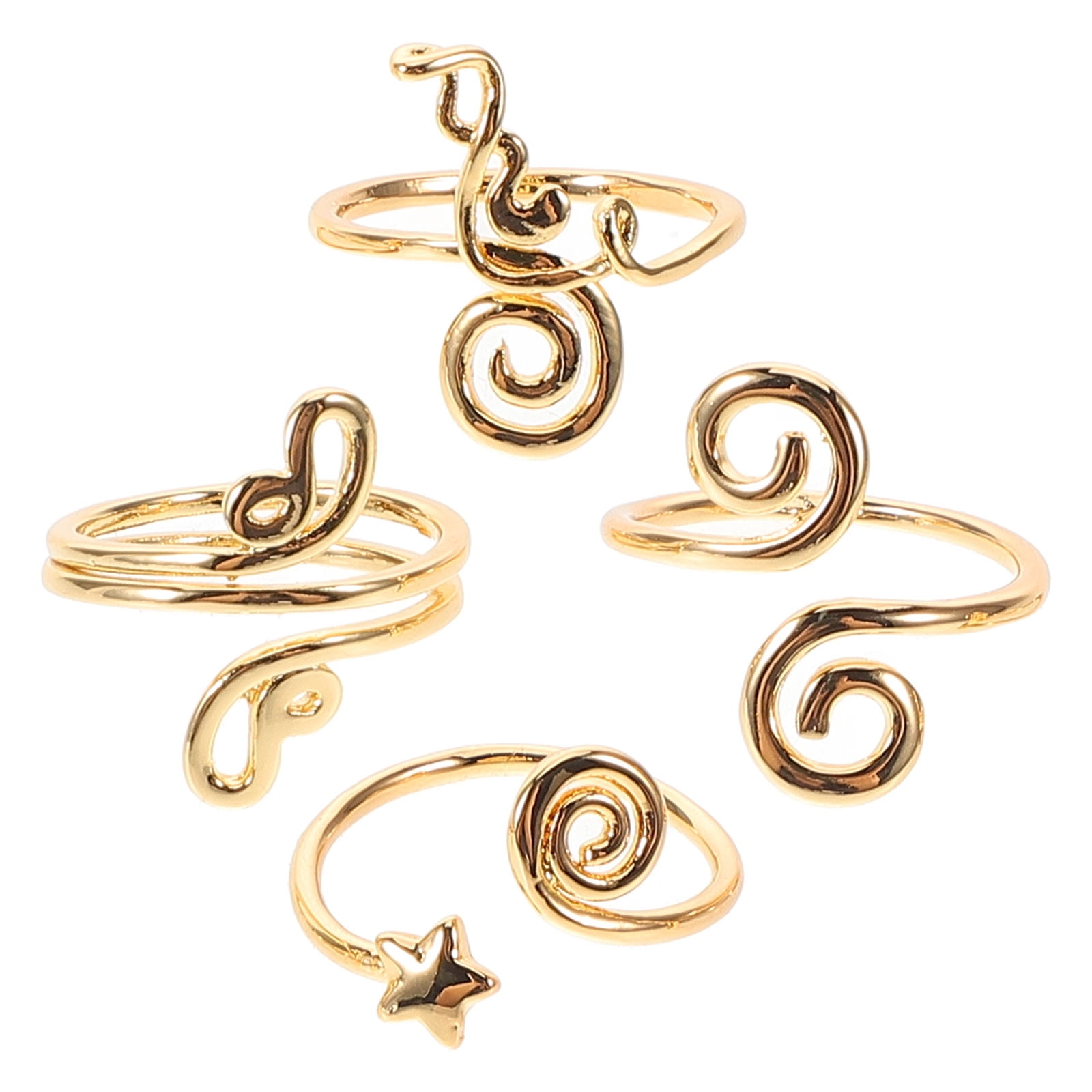 YOSADIER 4Pcs Adjustable Golden Toe Rings Set Handmade Open Design Feet Jewelry for Summer Beach
