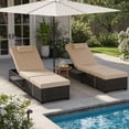 thumbnail image 1 of IdealHouse PE Rattan Outdoor Chaise Lounge, 5-Position Adjustable Backrest, Water-Resistant Cushioned Recliner, Sunbathing Chair for Beach, Yard, Poolside, 1 of 6