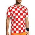 thumbnail image 3 of Sports T-Shirt For Men Croatian Checkerboard T Shirts Harajuku Red White Square Summer Tee, 3 of 5