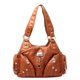 thumbnail image 3 of Mochila de hombro versátil de gran capacidad con remaches para mujer, portátil, oblicua, estilo retro, de cuero lavado, informal, 3 of 5