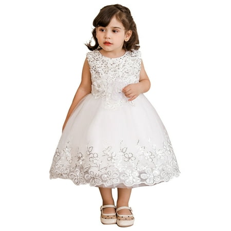 

Little & Toddler Floral Embroidered Lace Girls Party Dress Q510 Sizes 2-5