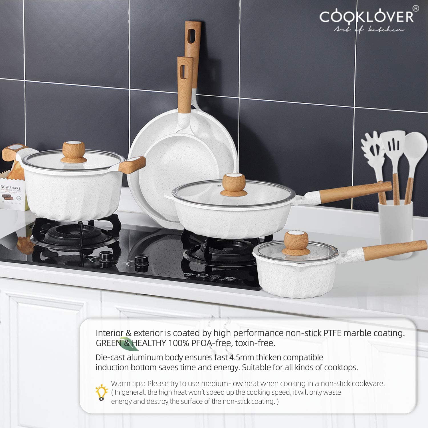 Cookware Set Nonstick 100% PFOA Free Induction Pots and Pans Set 