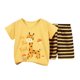 thumbnail image 1 of Honeeladyy - Liquidación de ahorros de verano, moda para niñas, camisetas casuales de manga corta, cuello redondo, pantalones cortos estampados, conjuntos de ropa de calle (amarillo, 1-2 años), 1 of 3