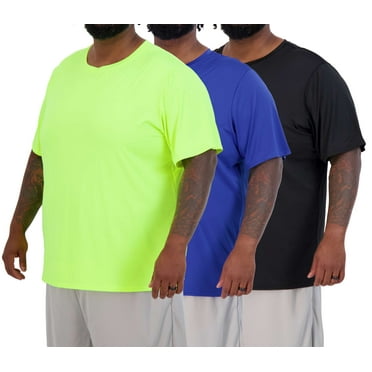 Real Essentials 3 Pack: Men’s Big & Tall Tech Stretch Long-Sleeve & Short-Sleeve Dry-Fit T-Shirt (3XT-5XT)