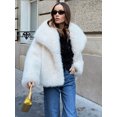 thumbnail image 3 of Abrigo de piel sintética de Color sólido cálido a la moda para mujer, chaqueta de invierno informal gruesa con cuello de manga larga, ropa nueva alta para mujer, 3 of 5