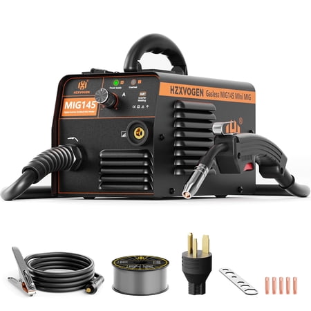 H HZXVOGEN MIG Welder MIG145 145 Amp 110V/220V Dual Voltage Flux Core Automatic Wire Feed Gasless Portable