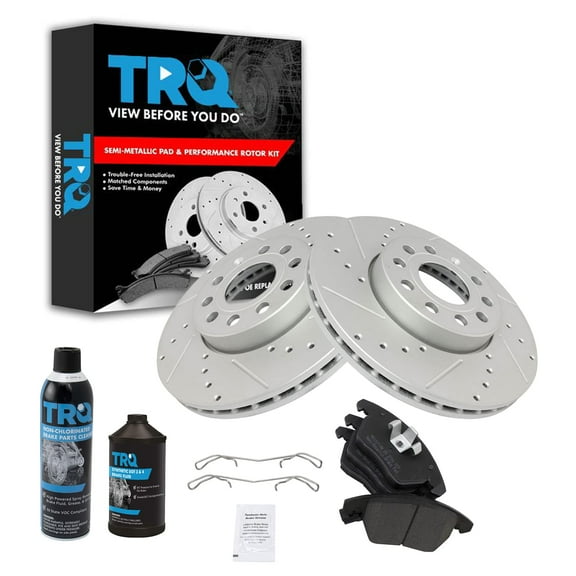 TRQ Front Metallic Brake Pad & Performance Coated Rotor Kit w/Chemicals BKA16357 Fits select: 2009-2018 VOLKSWAGEN JETTA, 2008 VOLKSWAGEN GLI
