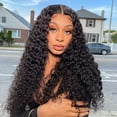 thumbnail image 1 of 4x4 Kinky Curly Lace Front Wigs Human Hair Wigs HD Transparent Lace Front Wig Pre Plucked with Baby Hair for Black Women 16inch Natural Color, 1 of 8