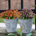 thumbnail image 4 of 12 Bundles Artificial Fake Flowers, Faux Outdoor Plastic Plants UV Resistant Shrubs Outside Indoor Decorations,UV Resistant Faux Plastic Plants Garden Porch Window Box (Orange Red), 4 of 4