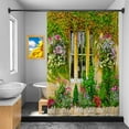 thumbnail image 2 of Spring Floral Wall Shower Curtain Country Town Green Ivy Leaves Blossom Flowers Italy Landscape Shower Curtain for Bathroom Decor Waterproof Fabric Set with Hooks, 72x84 Inch, 2 of 6
