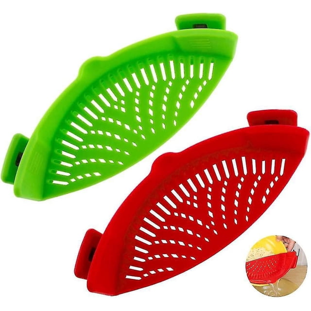 Colador de alimentos 2 piezas colador universal con clip filtro escurridor de silicona utensilios de cocina resistentes al calor para verduras espaguetis fideos pasta molida