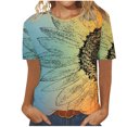 thumbnail image 2 of Fiudx Camisas de Mujer Camiseta de Manga Corta con Cuello Redondo y Estampado Informal para Mujer a La Moda, 2 of 4