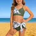 thumbnail image 2 of Ensemble de Maillot de Bain 3 Pcs pour Filles, Mignon Haut à Bretelles Spaghetti Réglables et Short de Bain Assorti avec Tenue de Couverture pour Tout-Petits, 2 of 4