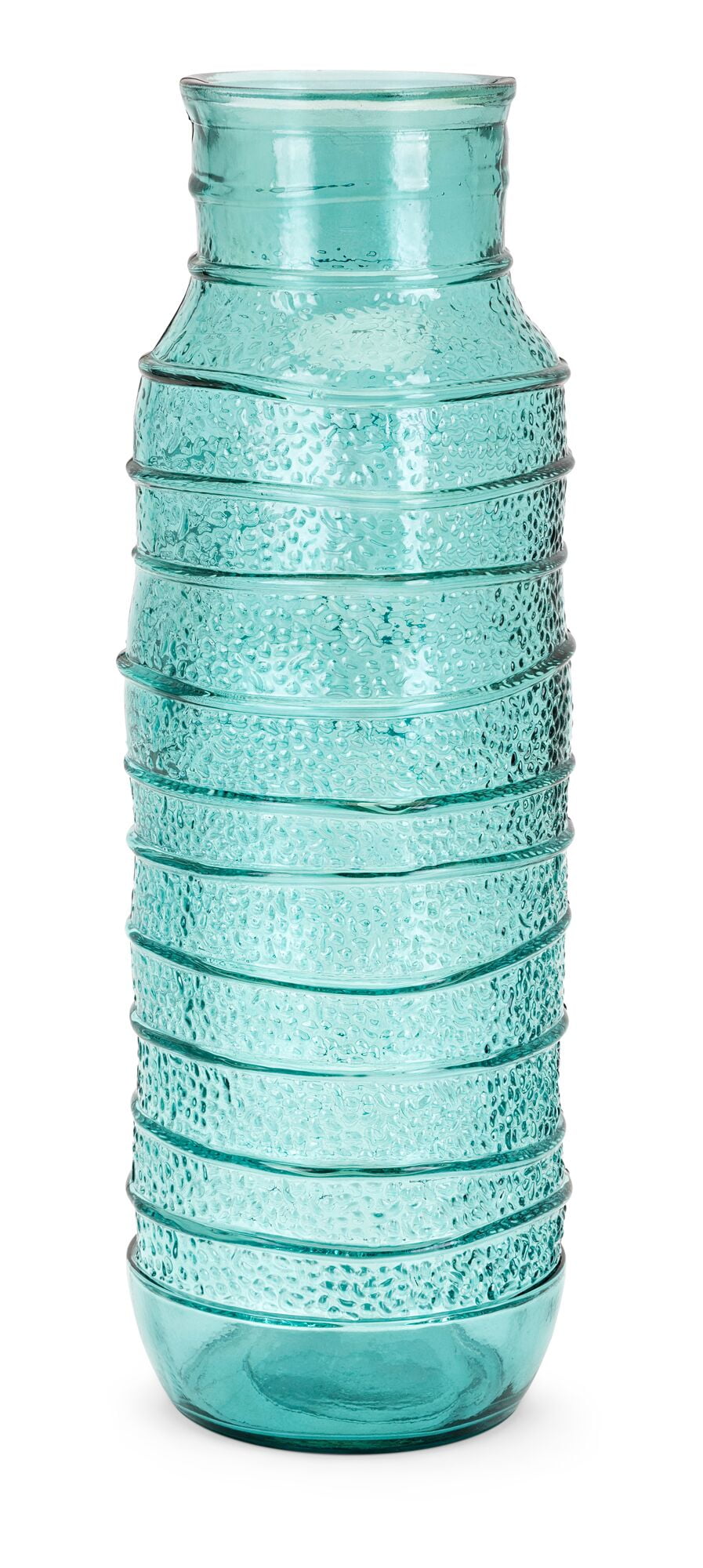 18" Textured Teal Blue Large Hand Crafted Recycled Glass Vase - Walmart