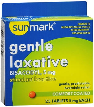 Sunmark Gentle Laxative Tablets, 5 mg, 25 Count