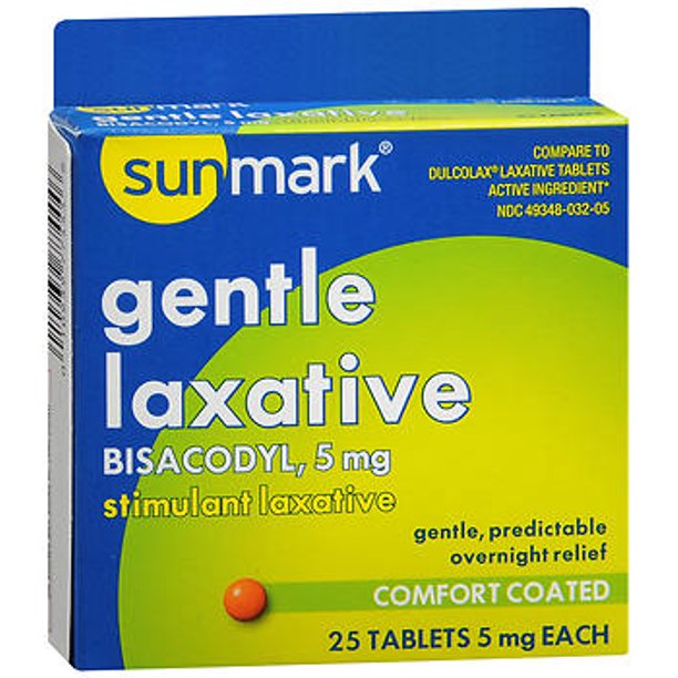 Sunmark Gentle Laxative Tablets, 5 mg, 25 Count