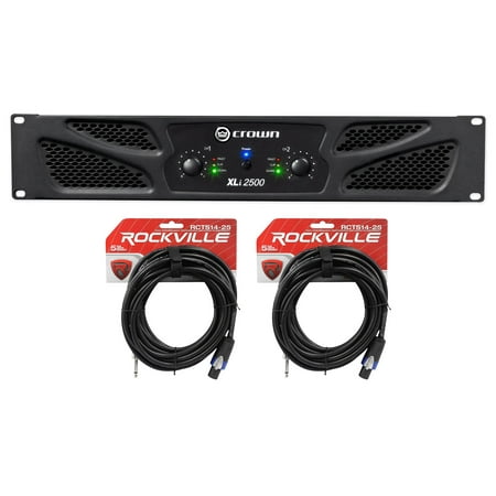 Crown Pro Audio XLi2500 1500w 2 Channel DJ/PA Amplifier+2 Speakon to 1/4 Cables