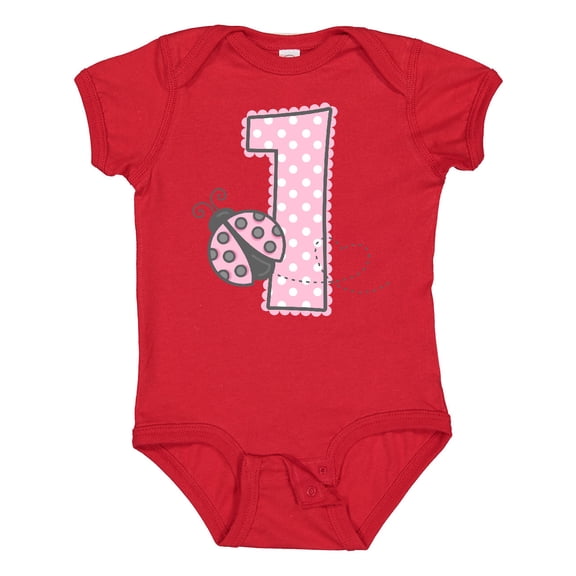 Inktastic Pink Ladybug 1st Birthday Girls Baby Bodysuit