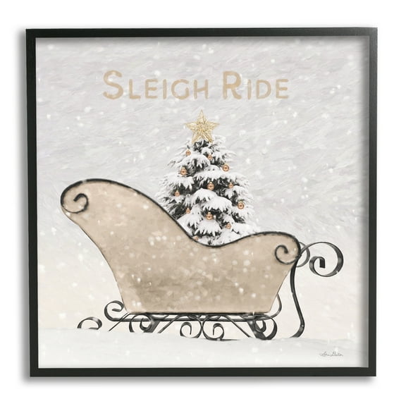 Stupell Industries Sleigh Ride Winter Scene Holiday Painting Black Framed Art Print Wall Art, 12 x 12