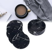 6 PCS Coasters Marble Leather Round Heat Insulation Table Placemat Drink Coas