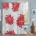 thumbnail image 2 of Red Grey Floral Shower Curtain Set with Hooks, Vintage Red White Grey Flower Water Repellent Shower Curtains for Bathroom Decor Sturdy Shower Curtain, Machine Washable 36x72 Inch, 2 of 9