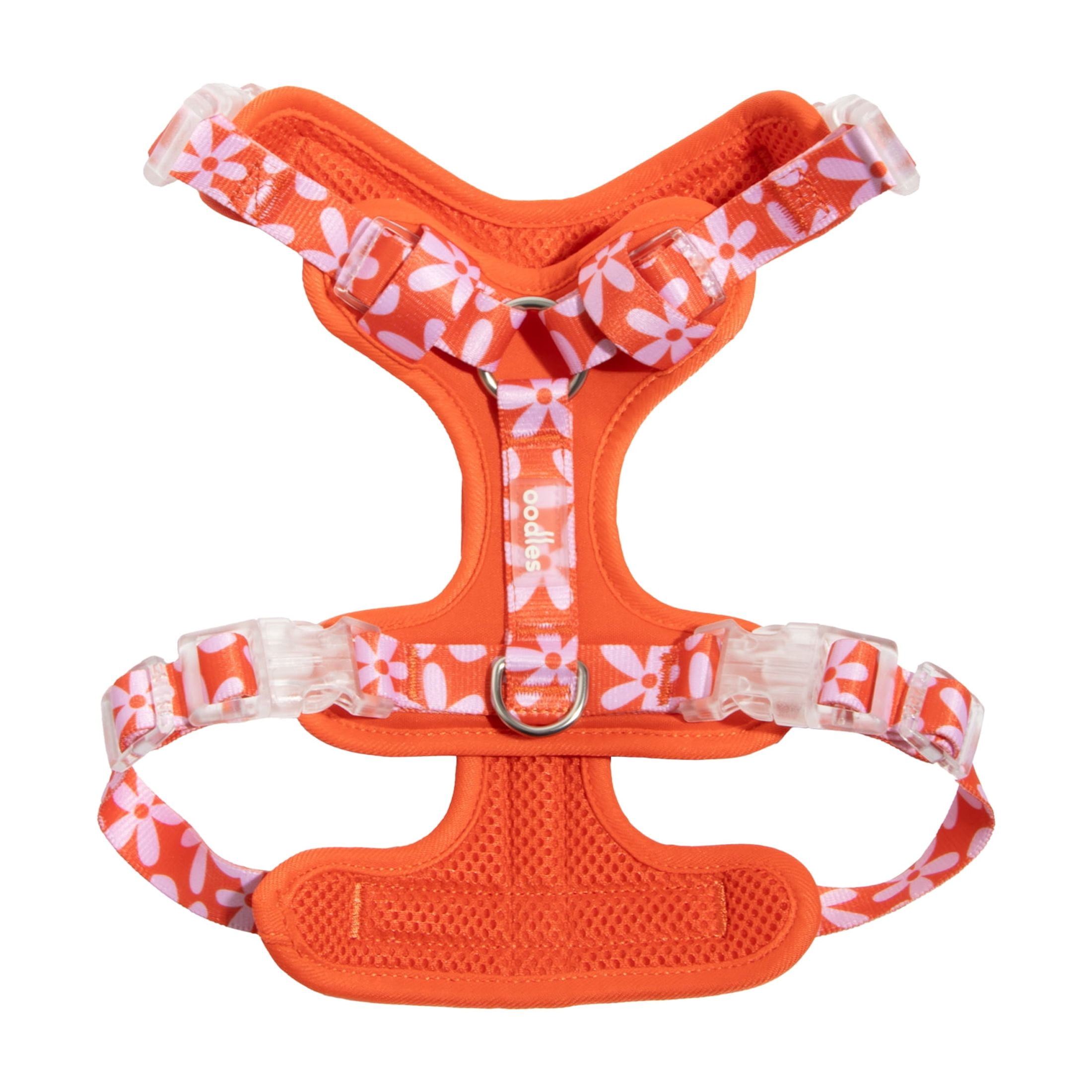 Oodles Wild Blooms Adjustable Mesh Dog Walking Harness, Red, Large