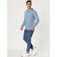 thumbnail image 4 of Sudadera con capucha para hombre, manga larga, con cordón sólido y bolsillo Azul polvoriento XL, 4 of 6