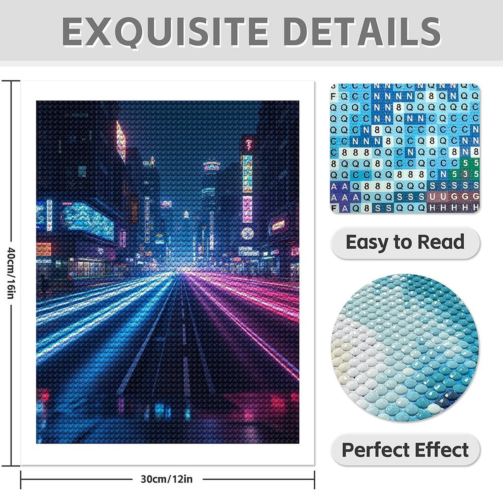 Diamond Art Kits for Adults - Cool Cyberpunk Cityscape Print No.98 5D Frameless Dimond Painting Kit for Adults Beginner, Round Diamond Kits for Home Wall Decor, Gift for Women