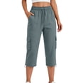 thumbnail image 2 of Guluxicc Women's Cargo Pants with Multi Pocket Elastic Waist Drawstring Cropped Trousers for Everyday Summer Fall, 2 of 7